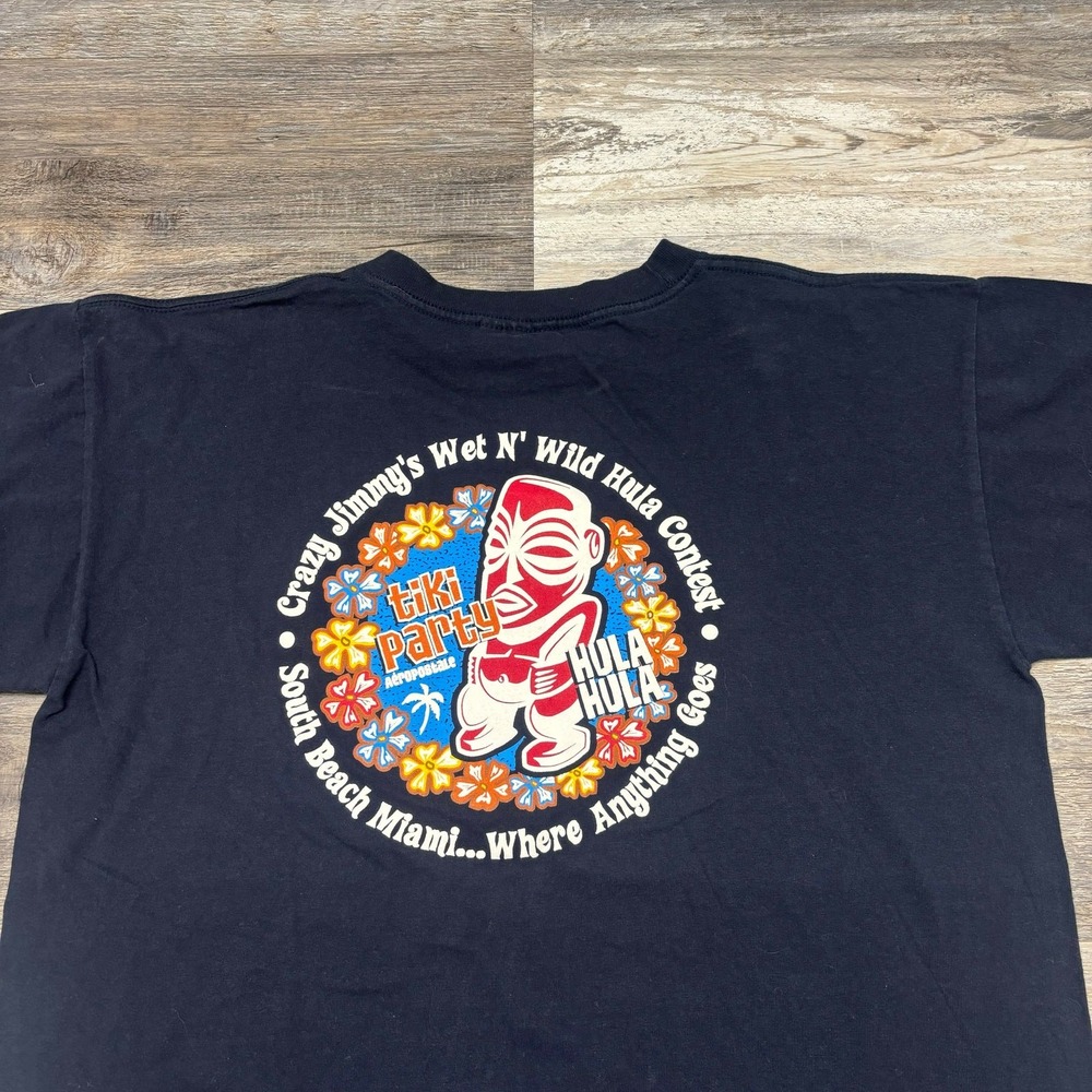 Vintage 90s Aeropostale Blue Mens L Jimmy's Wet &‎ Wild Hula Tiki Party T-Shirt